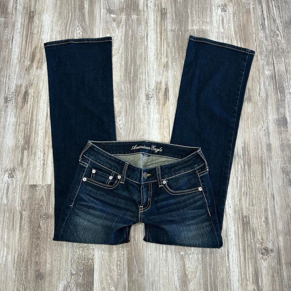 American Eagle Women’s y2k dark wash low rise flare jeans